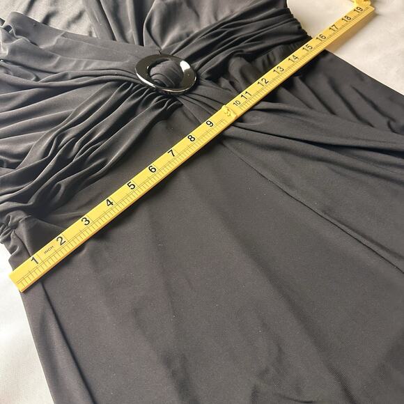 Jones of New York Dress Black Women 14 knee length ruched - Picture 11 of 14